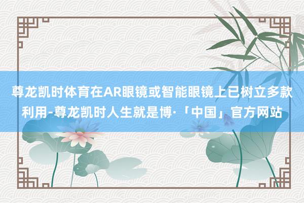 尊龙凯时体育在AR眼镜或智能眼镜上已树立多款利用-尊龙凯时人生就是博·「中国」官方网站